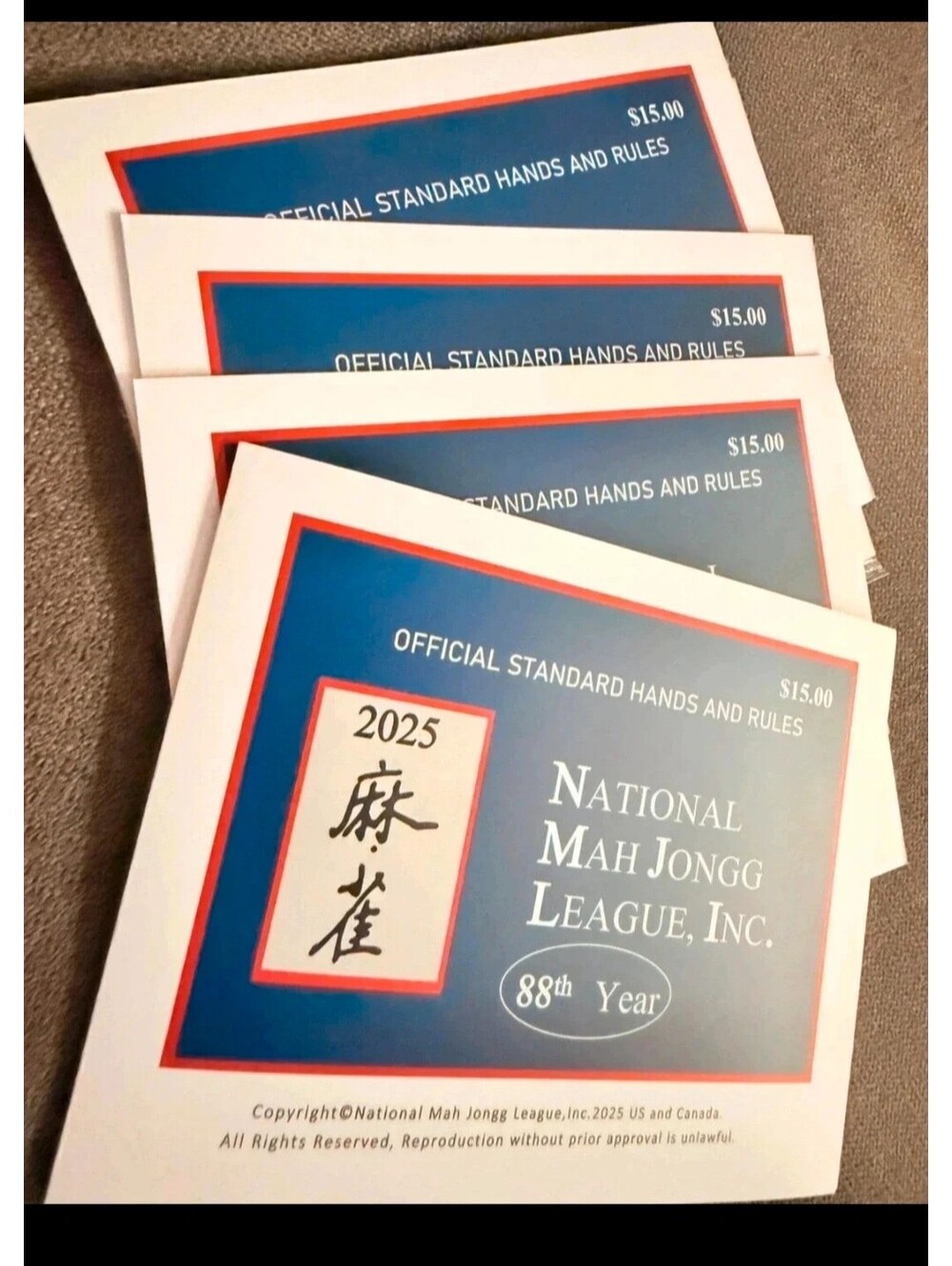 National mah jongg game cards